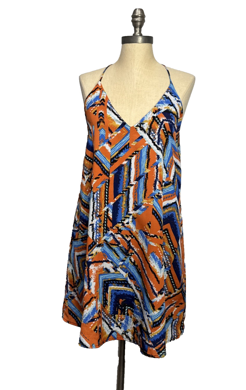 Three Eighty Two Mini Sundress Womens Size S Tank Racerback Dress Abstract Art